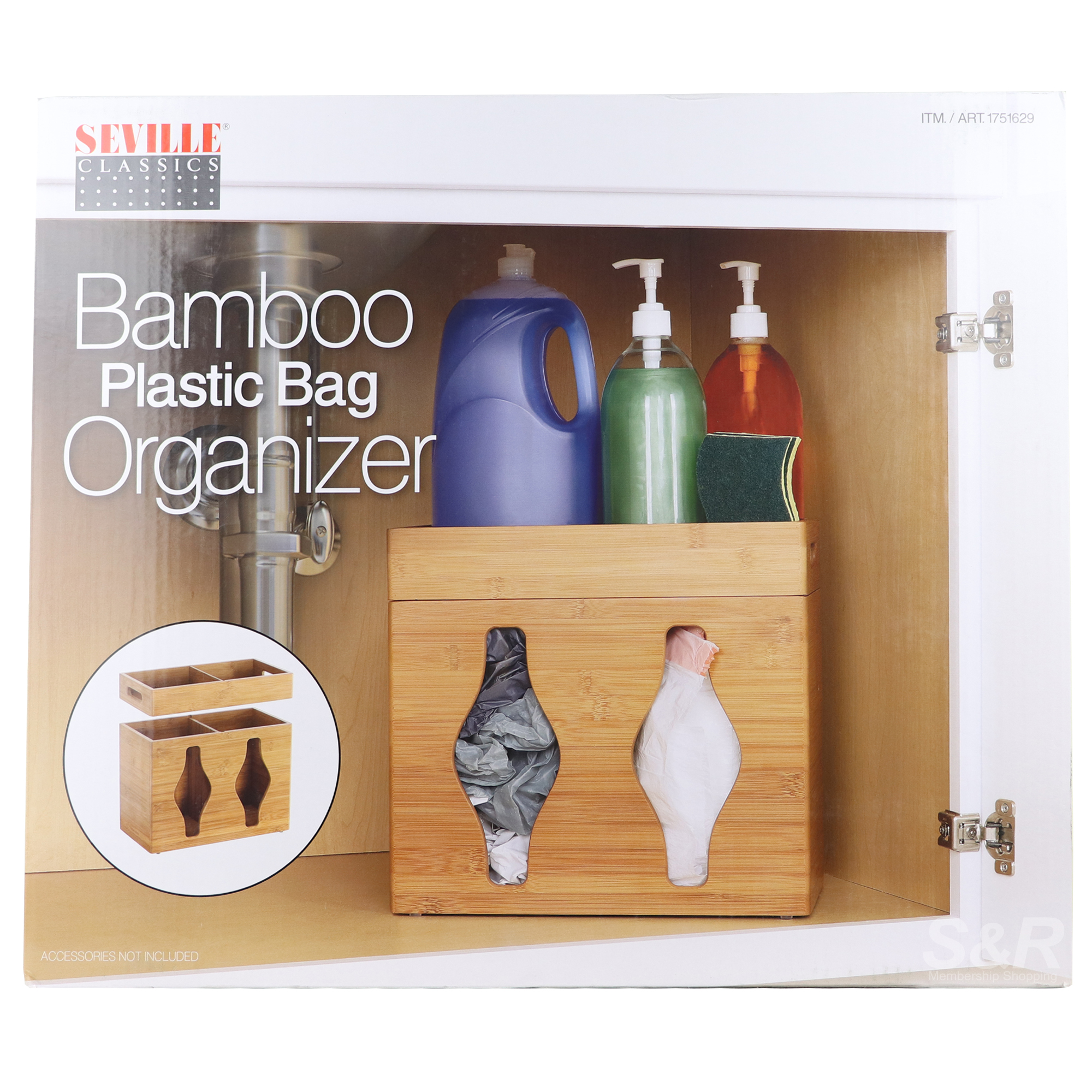 Seville Classics Bamboo Plastic Bag Organizer